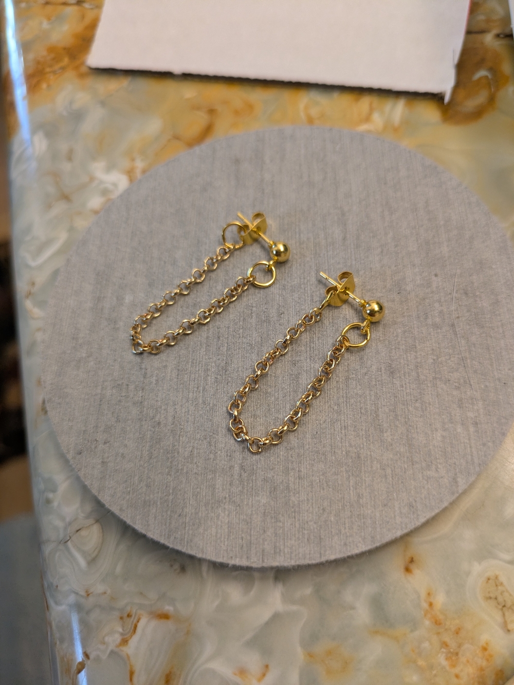 Gold Chain Drop Stud Earrings Delicate Dainty